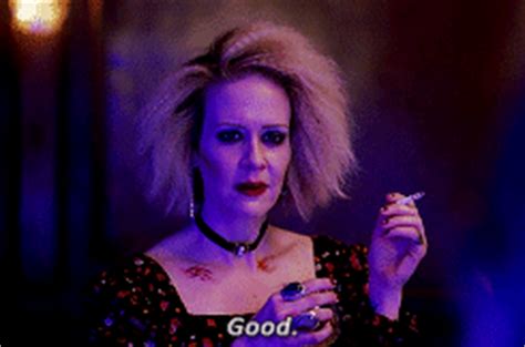 Sarah paulson on this season of ahs. shes never had hair so she's curious | Tumblr