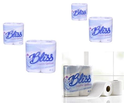 20 Rolls Bliss Toilet Rolls 2 Ply Tissue Luxury Quilted Paper 4 X 5