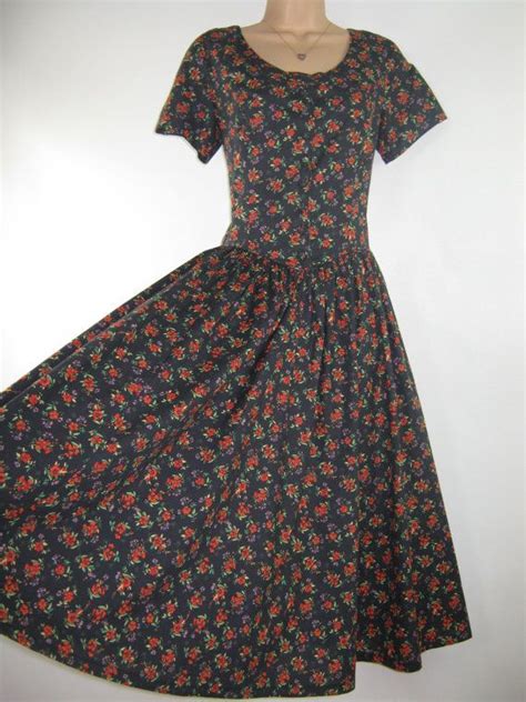Laura Ashley Vintage English Poppy Meadow Summer Tea Dress Etsy