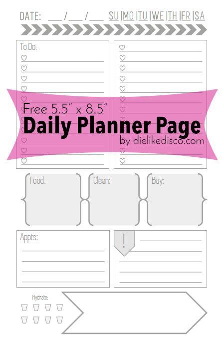 Click the link below the image to go to the post and download your new inserts so you can start planning! Free 5.5" x 8.5" Daily Planner Page Printable: (con ...