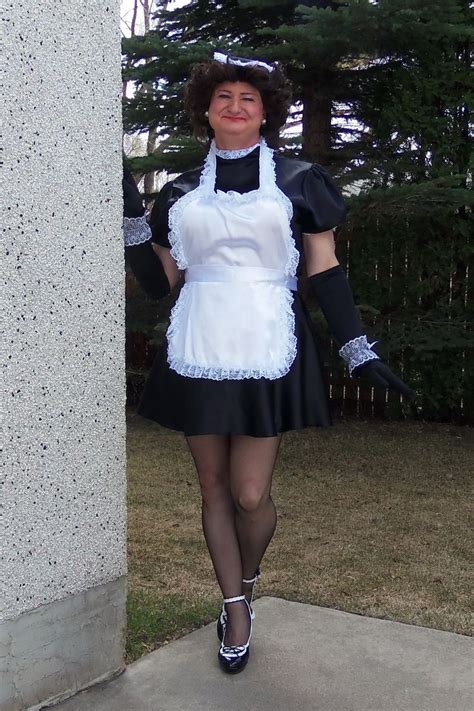 French Maid Uniform The Dress Is Made From Black Stretchy Satin