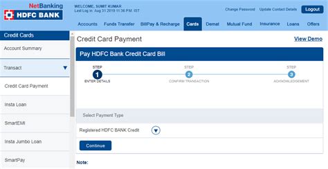 How online bill pay works. HDFC Credit Card Payment through NEFT, Net Banking ...