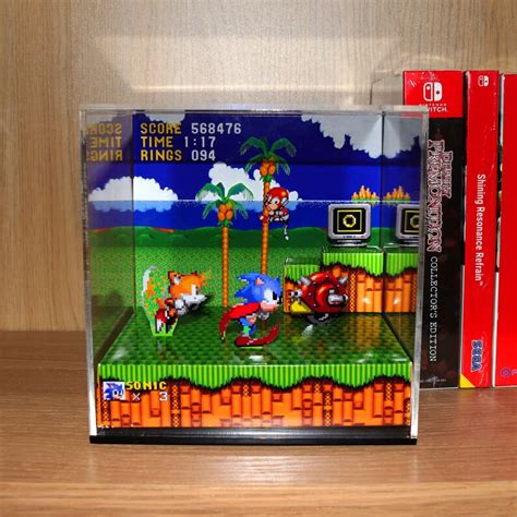 Sonic The Hedgehog 3d Retro Gaming Cube Diorama Featuring Etsy