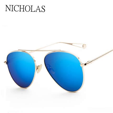 Nicholas Vintage Aviator Sunglasses Women Brand Designer Pink Mirror Sun Glasses Ladies F