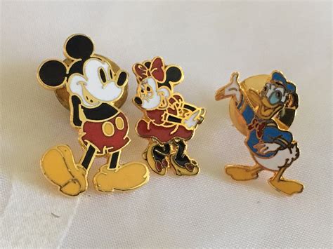 Disney Lapel Pin Trio ~ Mickey Minnie And Donald Lapel Pins