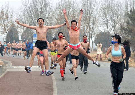 china s annual naked run shows environmental activism can be crazy fun photos huffpost