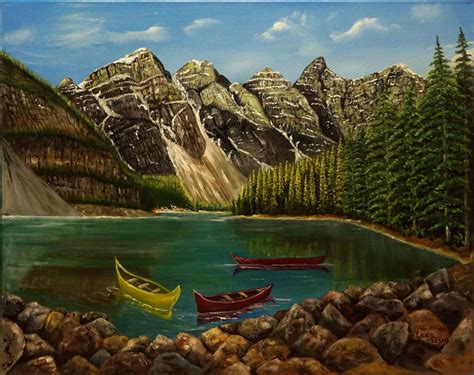 Images Of Canadian Landscape Painting Summer In Moraine Lake By