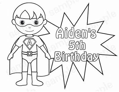 Birthday 5th Boy Printable Coloring Party Superhero
