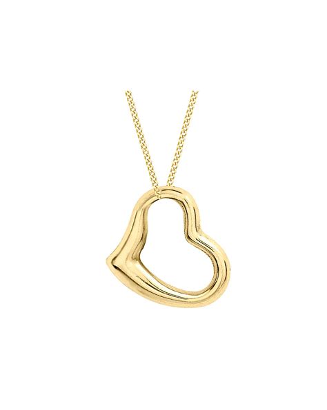 9ct Gold Medium Floating Heart Necklace J D Williams