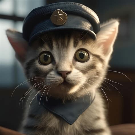 Premium Ai Image A Cat With A Pilot Hat