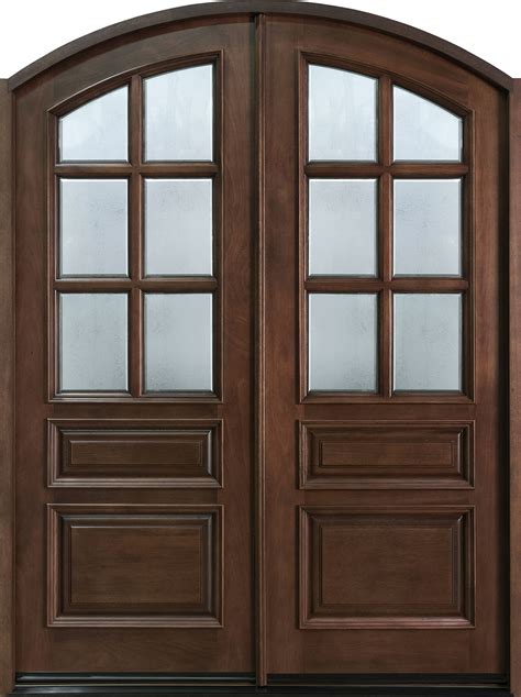 Front Entry Door Custom Double Solid Wood With Walnut Finish