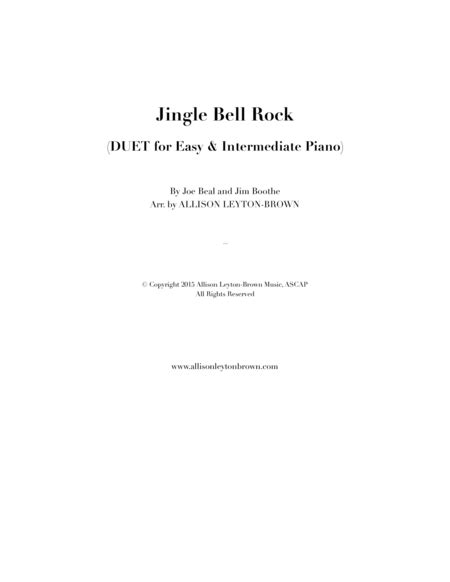 Jingle Bell Rock Fun Duet For Easy Intermediate Piano Music Sheet