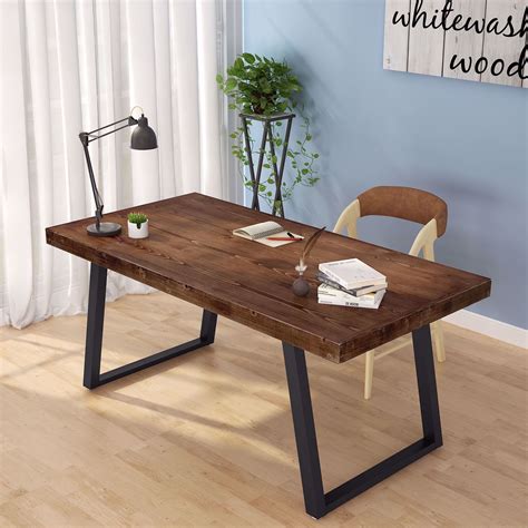 Solid wood desk bookshelf integrated table nordic desk bedroom study desk simple computer desk. Tribesign Solid Wood Computer Desk, Industrial Rustic ...