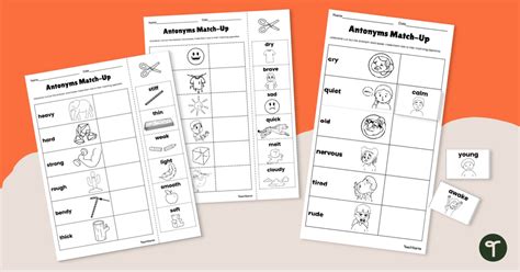 Antonyms Are Opposite Words Cut And Paste Worksheets Teach Starter