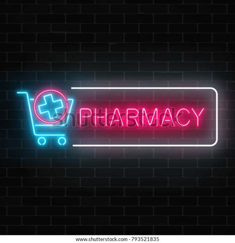 Neon Pharmacy Glowing Signboard Medical Cross Stock Vector Royalty