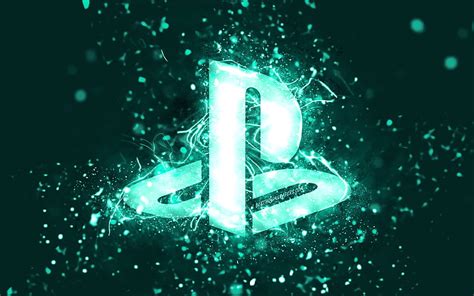 Playstation Turquoise Logo Turquoise Neon Lights Creative Turquoise