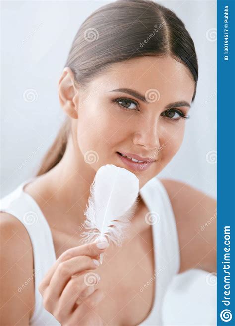 Beauty Skin Care Woman Touching Soft Face Skin With