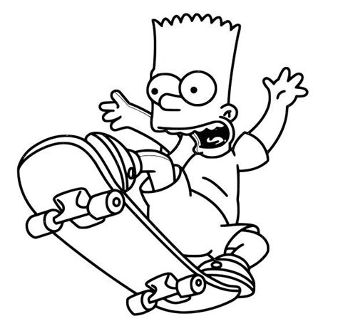 Bart Simpson Skateboarding Coloring Page Free Printable Coloring Pages