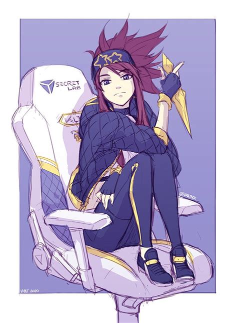 an anime character sitting on top of a chair