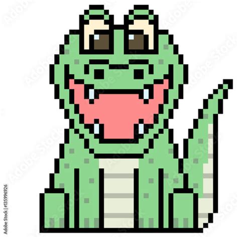 illustration design pixel art crocodile ilustración de Stock Adobe Stock