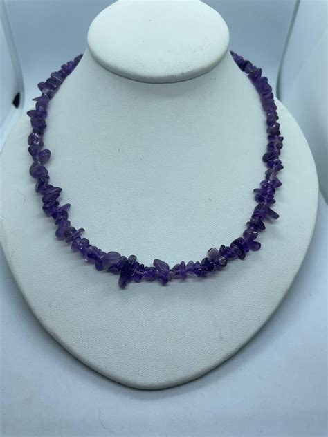 19 Inch Purple Bead Necklace With Stainless Clasp Etsy Uk
