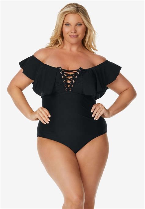 Flounce Swimsuit By Raisins Curve Plus Size One Piece Swimsuits