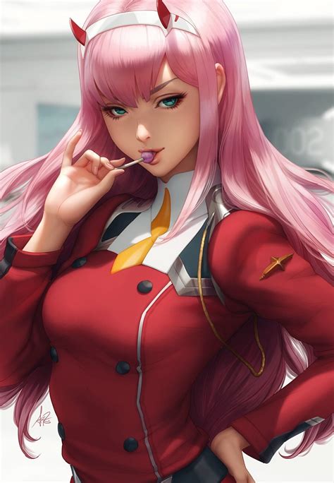 Rarts Anime Girl Zero Two With Candy Darling In The Franxx Digital Art Artistartgerm