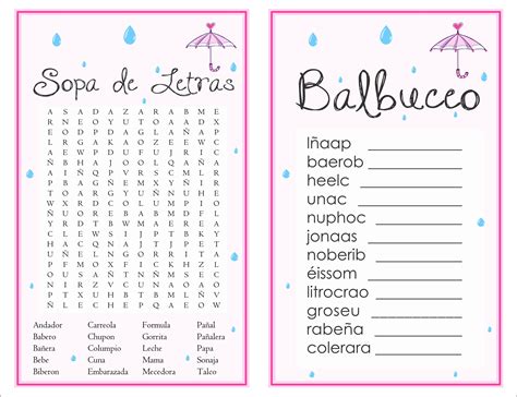 Juegos Para Baby Shower Para Imprimir Sopa De Letras Kit Imprimible