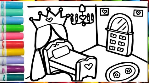 Princess Bedroom Drawing Coloring And Painting For Kids And Toddlershow