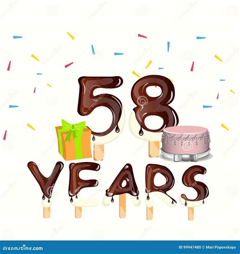 Feliz Cumpleaños Cincuenta Y Ocho 58 Años Ilustración Del Vector
