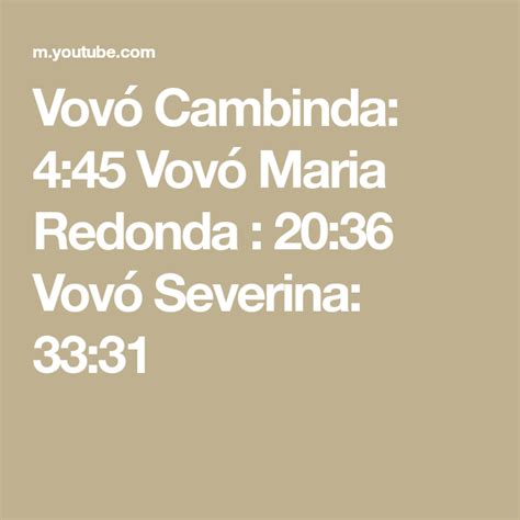 Vovó cambinda acreditava piamente nos seus sonhos e nas falas daquela linda mulher, que mais vovó cambinda trabalhou muito, envelheceu trabalhando até quase seus noventa anos, e ajudou. Vovó Cambinda: 4:45 Vovó Maria Redonda : 20:36 Vovó Severina: 33:31 | Preto velho, Velhos