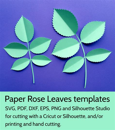 Paper Rose Leaves Template Svg Dxf Pdf Png Cut Files For