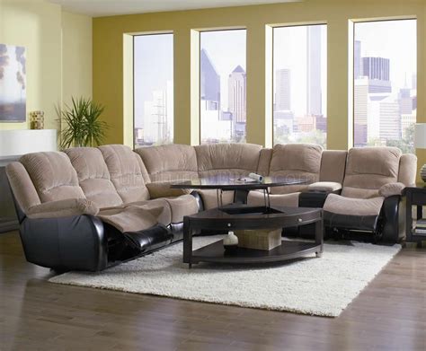 Tan And Espresso Two Tone Modern Reclining Sectional Sofa