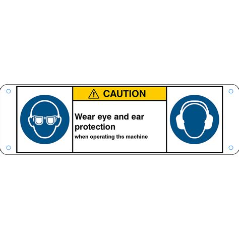 Iso Safety Sign Wear Eye Protectionwear Ear Protection 302784 Brady