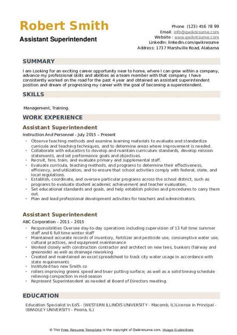 Construction Superintendent Resume Sample Master Of Template Document