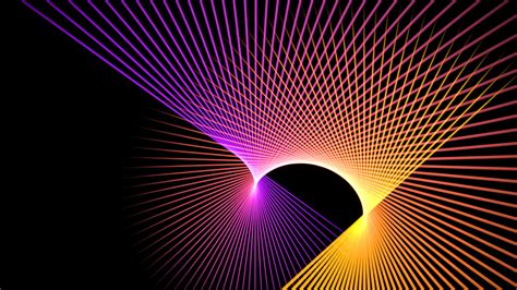 Wallpaper Rays Waves Purple Yellow Dark Background