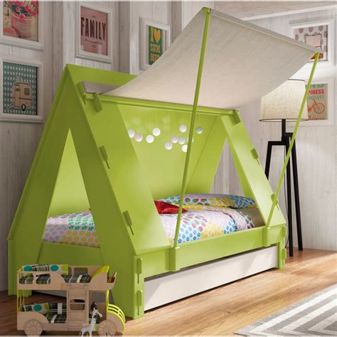 Using a canvas drop cloth or fabric, you can create a tent canopy right over their bed. Kids Tent Cabin Bed - Luxury Kids Beds | Cuckooland