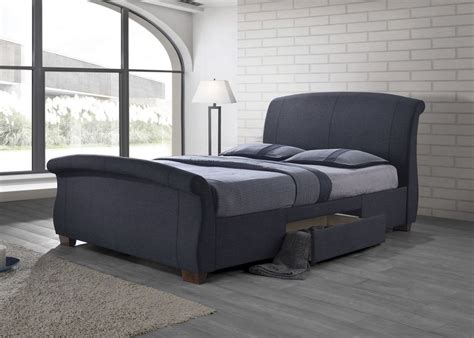 This bed features two storage drawers at the foot of the bed that is easily store added belongings within the footboard storage drawers to save. NEW BRISTOL DARK GRAY FABRIC QUEEN KING SLEIGH PLATFORM ...