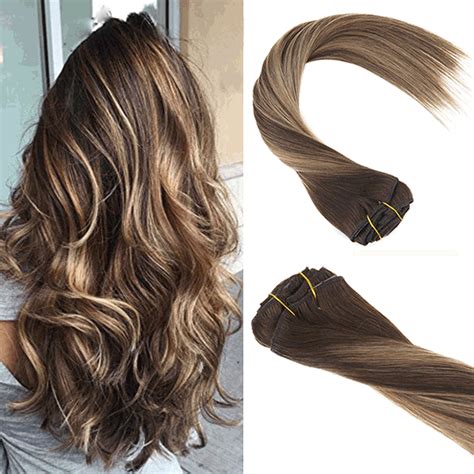 balayage brown and blonde clip in remy human hair extensions 4 27 4 hair extensions online