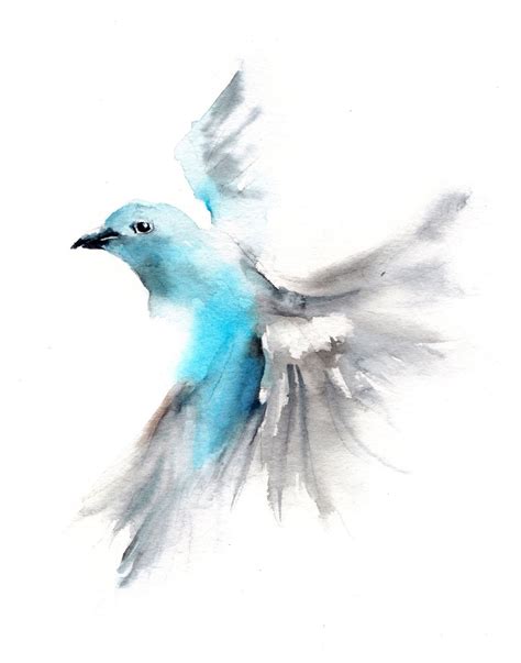 Blue Tanager Watercolor Painting Bird Art Bird Painting Etsy España