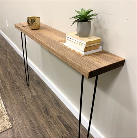 Console Oak Wood Floating Console Hallway Table Entryway Entry Way Wood