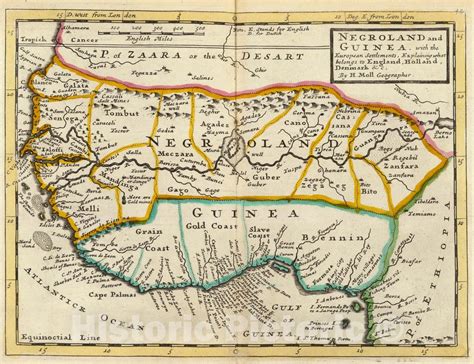 Historic Map Atlas Map Negroland And Guinea 1736 Vintage Wall A