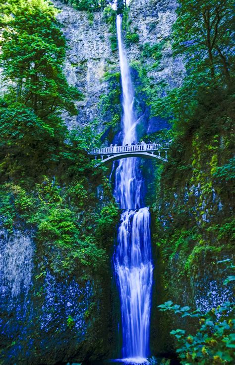 Multnomah Falls In Twilight Long Exposure Columbia River Gorge