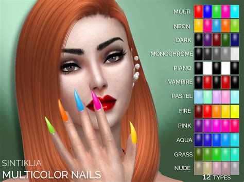 The Sims Resource Sintiklia Multicolor Sharp Nails