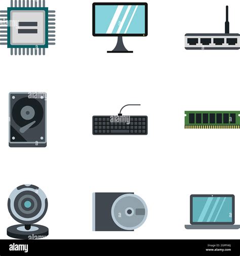 Computer Setup Icons Set Flat Style Stock Vector Image And Art Alamy