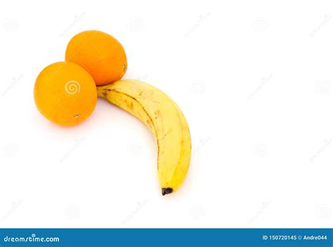 Banana And Two Oranges Isolated On White Background Stock Image