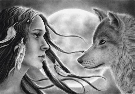 Frauwolfkopfmond Emo Art Native American Drawing Wolves And Women