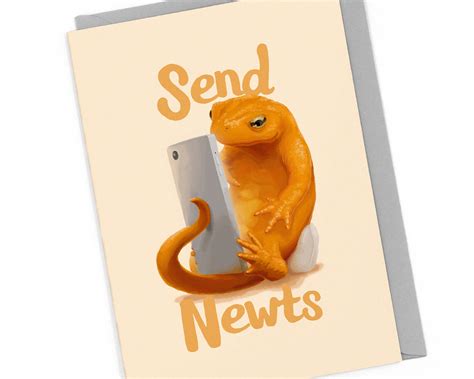Send Nudes Funny Birthday Card Newt Pun Etsy