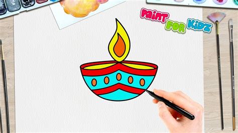 How To Draw A Diwali Diya Paint For Kidz Easy Drawings For Kids
