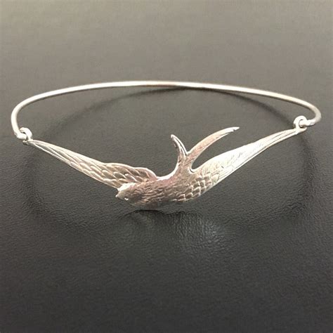 Bird Bracelet Silver Tone Swallow Bracelet Nature Inspired Jewelry Gift